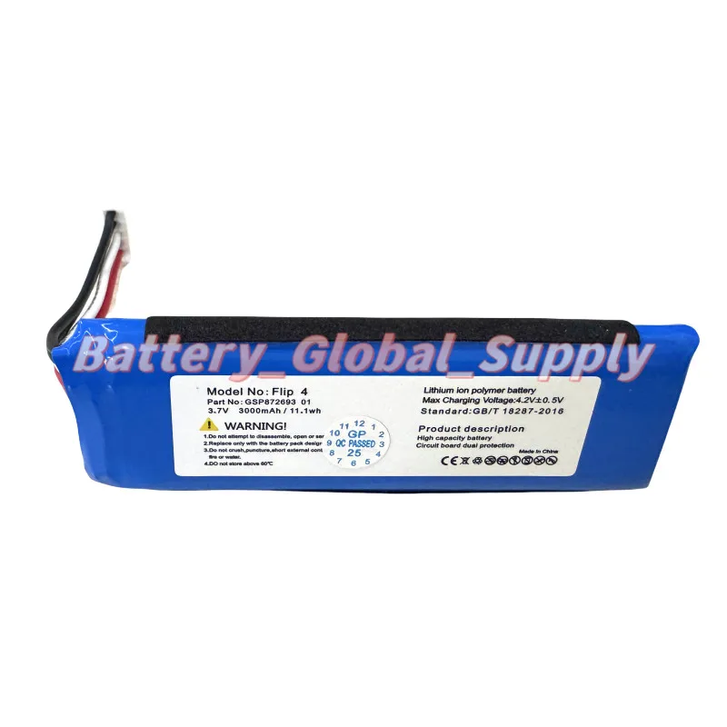 

For 872693 01 Flip4 GSP872693 01 Bluetooth Speaker Battery 3.7V 3200mAh 1PCS-