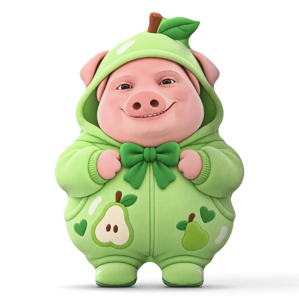 John Pork Pear Hoodie Shaped Stuffed Pillow Cute Pig Cushion Throw Pillow Sofa Home Decor Gift for Meme Fans Living Room