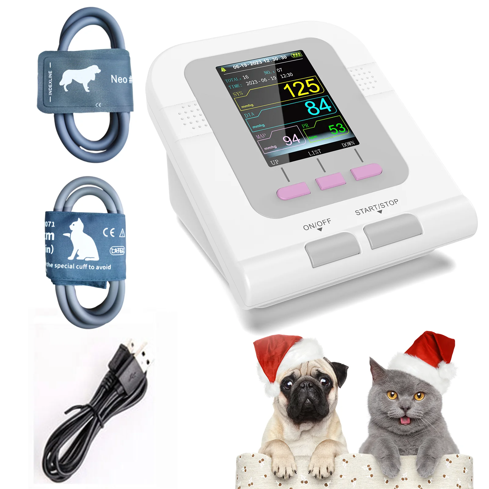 CONTEC08A Pet Sphygmomanometer Cat and Dog Cuffs, Electronic Sphygmomanometer Automatic Blood Pressure Monitor, Pet Medical Care