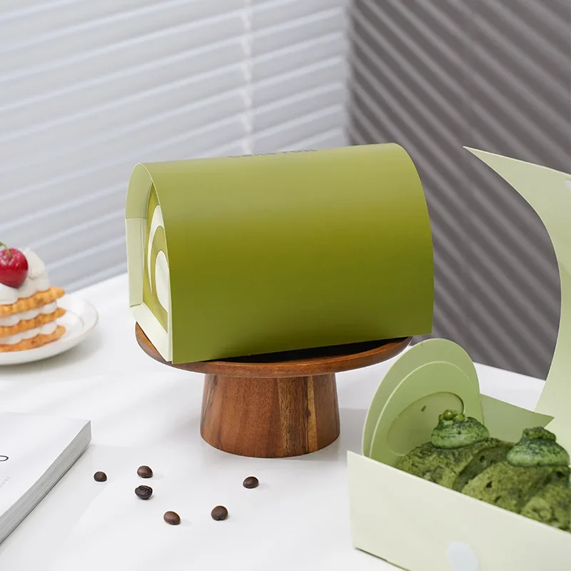 Cake Roll Box Swiss Roll Packaging Box Handheld Dessert Boxes Disposable Bakery Takeaway Box Pastry Gift Boxes with Paper Tray