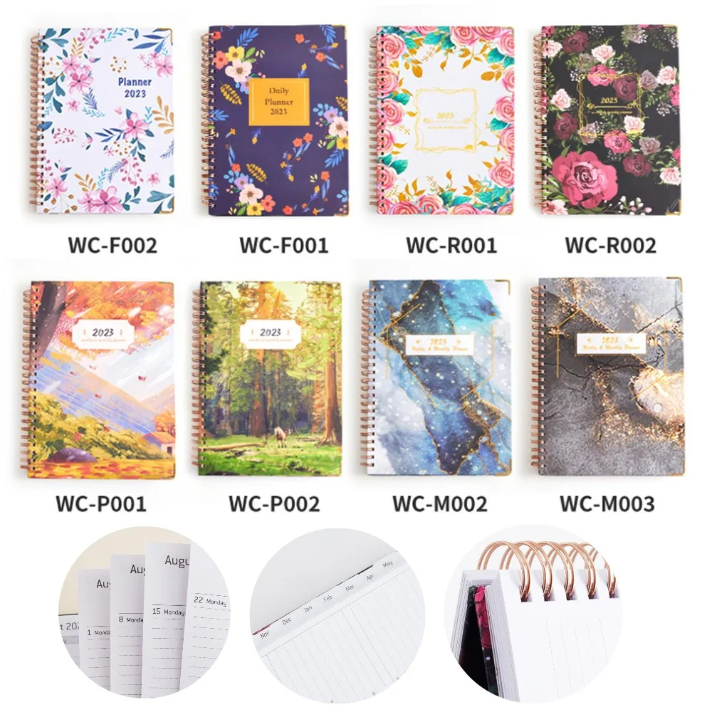 2023 Flower Pattern A5 Agenda Planner Notebook Diary Weekly Planner Notepad Schedules Journal Notebooks School Office Supplies