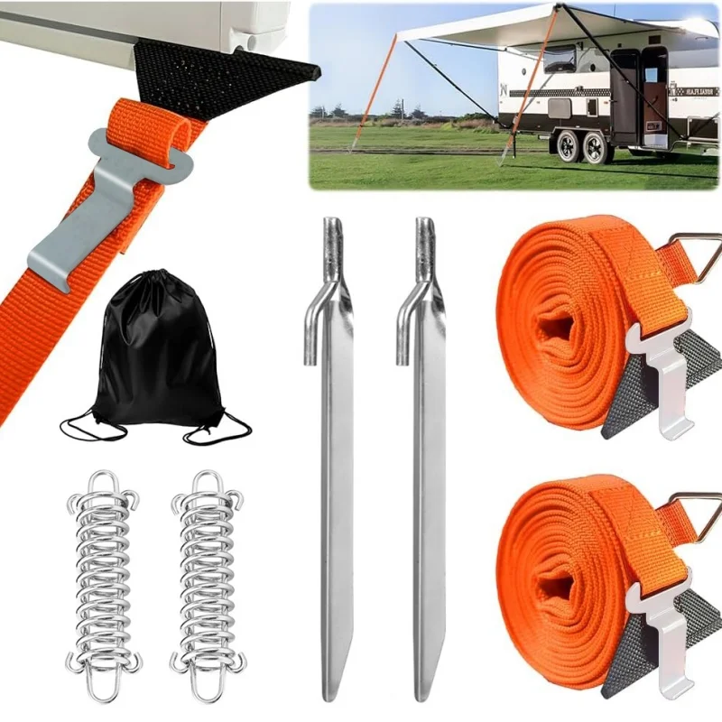 

2-IN-1 Awning Storm Band Straps Tie Down Kits For Thule, Fiamma, Dometic Awning Canopy Fit for Most Motorhomes