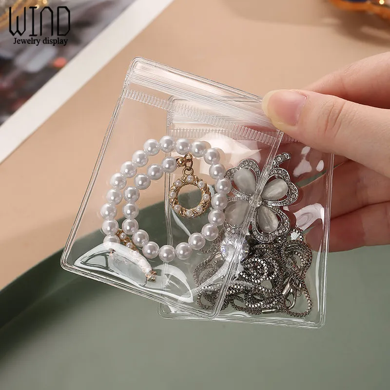 New Anti-oxidation Jewelry Storage Bag Desktop Drawer Organizer Transparent Necklace Bracelet Ring Holder Ziplock Bag Storage