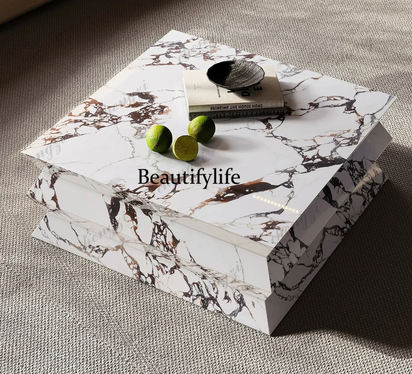 H178  New coffee table living room Italian light luxury high sense, square, coffee table