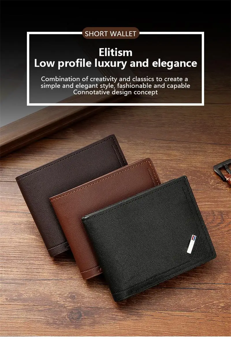 Leisure Wallet Men Youth Business Horizontal Short Wallet Fashion Multi Card Large Capacity Soft Leather Wallet Slim Card Holder