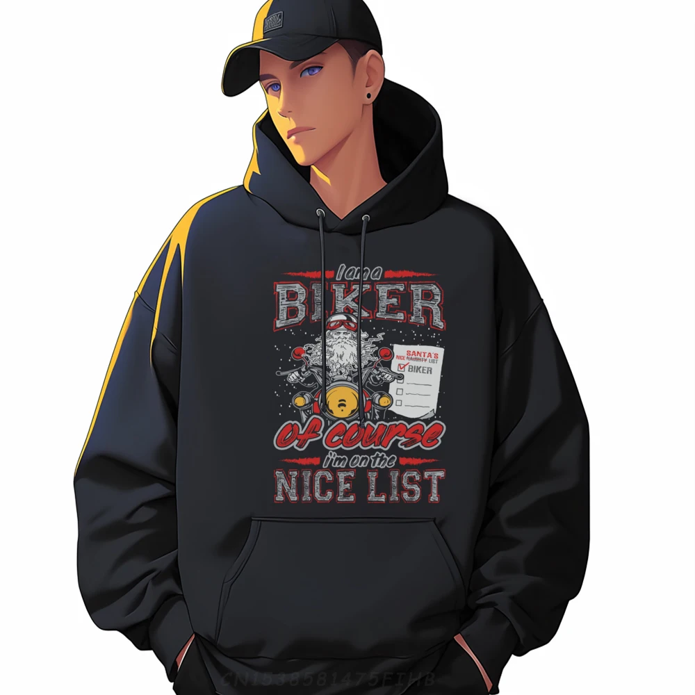 

Biker on Santa's Nice List Christmas Oversized Hoodies Christmas Luxury New In Hoodies & Sweatshirts Long Sleeve