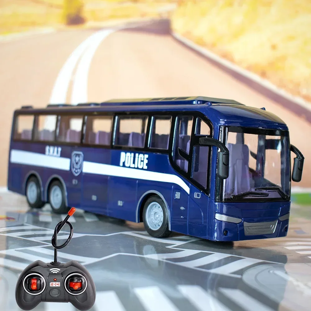 รถบัสทัวร์บังคับวิทยุ 1/30 รุ่นไฟฟ้า พร้อมไฟ 2.4G 4CH รีโมทคอนโทรล ของเล่นเด็ก รถบัสท่องเที่ยว สำหรับเด็กผู้ชาย ของขวัญวันเกิด