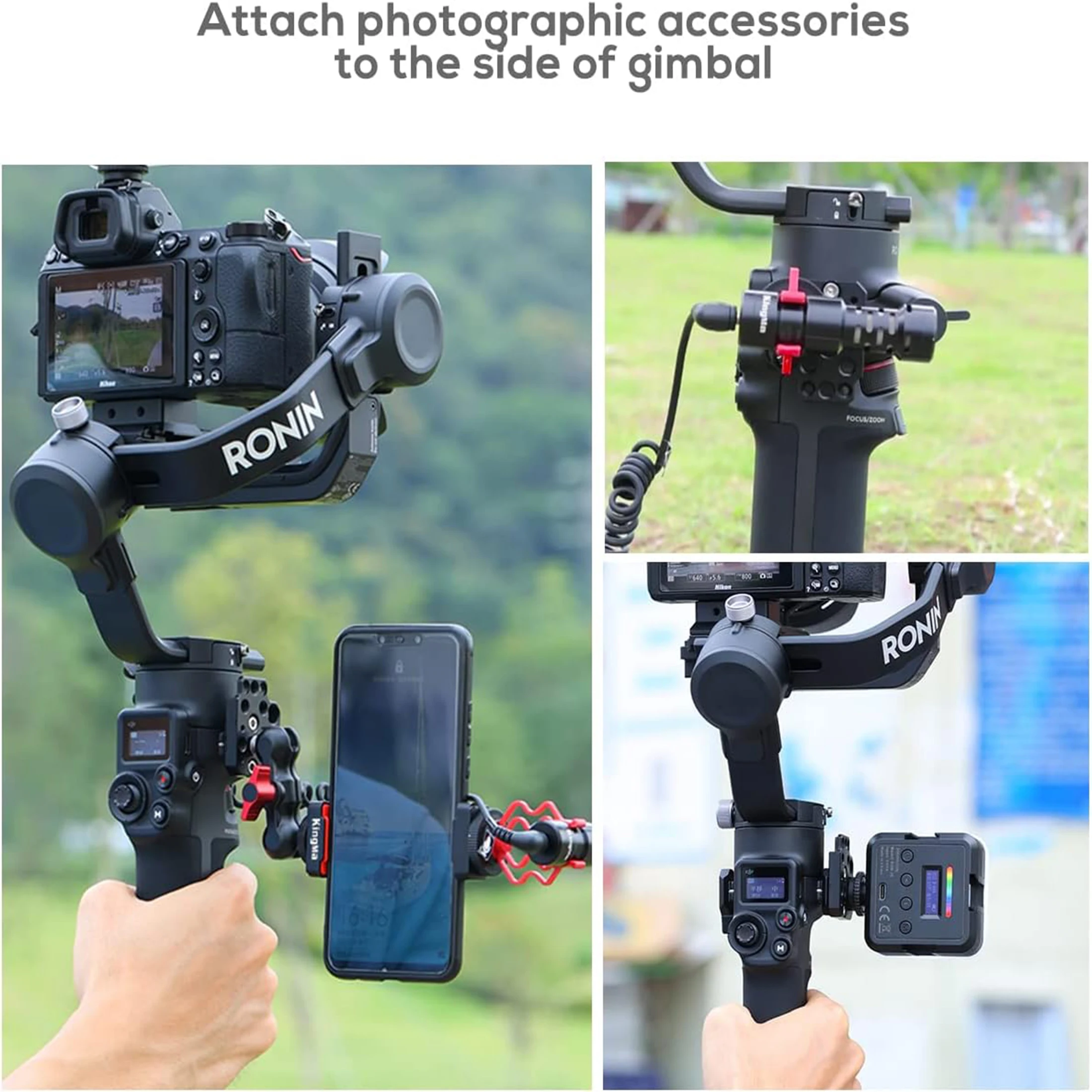 Side Extension Plate Mount for DJI Ronin S/SC/RS2/RSC2,Monitor Holder Mount with 1/4 3/8 Threaded Holes Cold Shoe Mount - Image 6