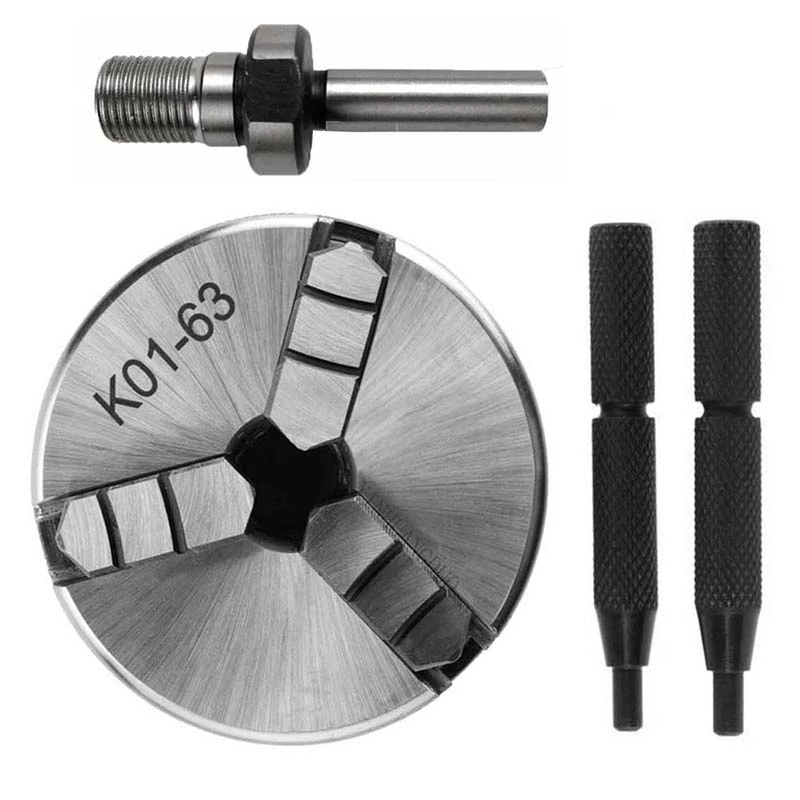 3 Jaw Lathe Chuck 63Mm Safety Mini Lathe Chucks K01-63 3-Jaw Self Centering Chuck+ Chuck Connecting Rod