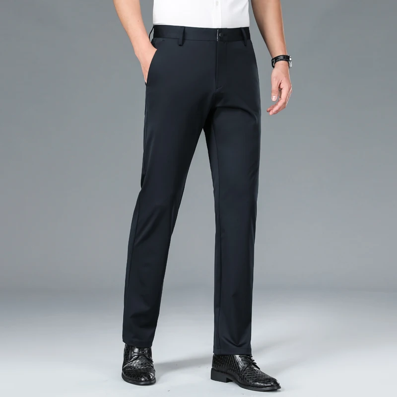 

Gentleman Business Pants Men's 2024 Summer New High Waist Drooping Non-Ironing Straight High-End Quality Casual Suit Pants