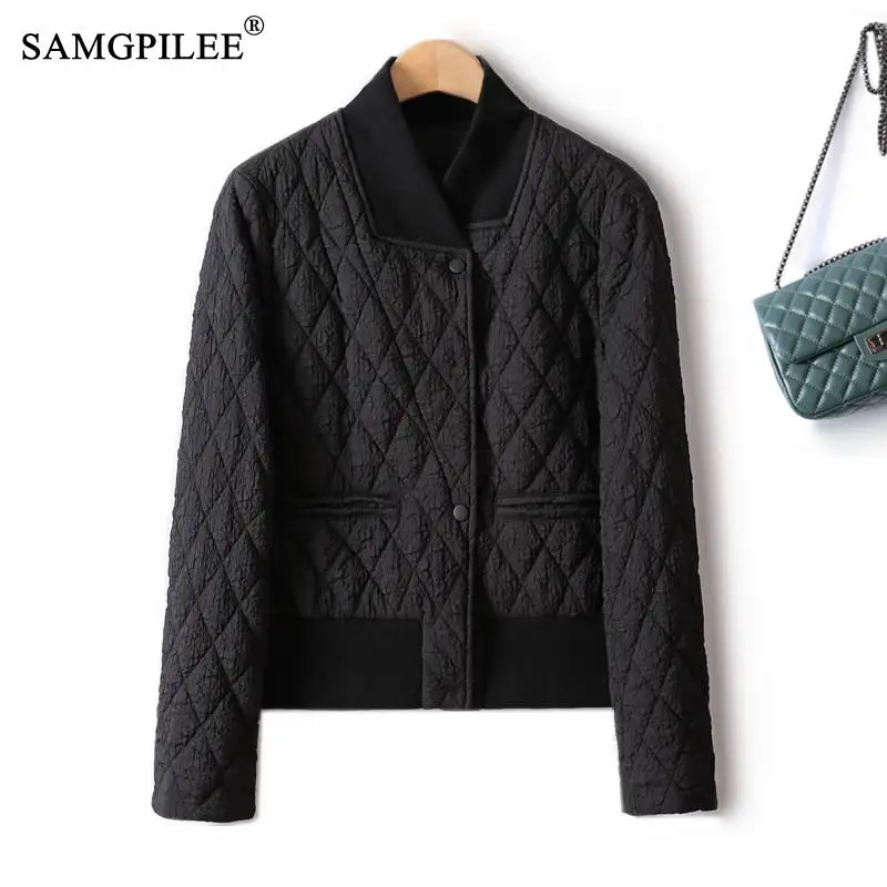 

Winter Coat For Women Stand Collar Korean Fashion Short Jacket 2022 Autumn Corset Plaid Warm Woman Padded Coats Female Clothing