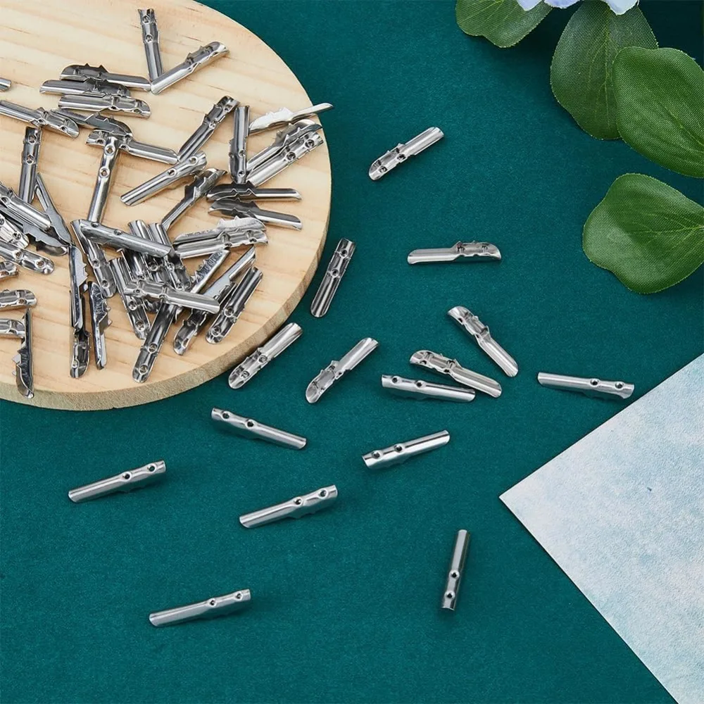 300 قطعة قفل الحبل الشائك المرن 4 مللي متر واسعة الحبل حلقة الفرقة المعدنية ينتهي DIY بها بنفسك المجلات حذاء الدانتيل استبدال عدة #6