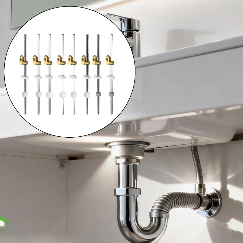 Sink Drain Extension Rod 2pcs Brass Stainless Steel for Residential Commercial Use with Rust Resistant Damp Environment Use