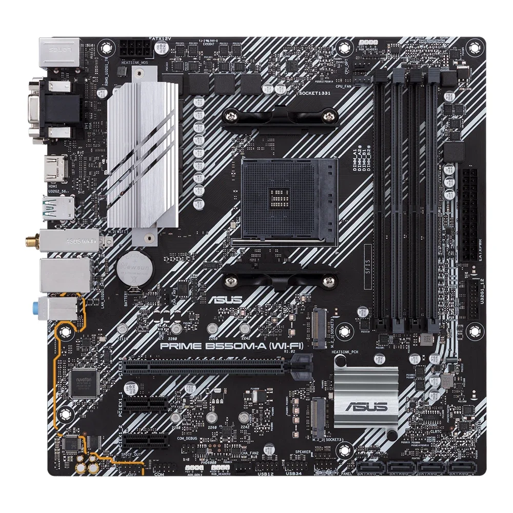 Imagem -02 - Asus-prime B550m-a Placa-mãe Wi-fi Chipconjunto Amd B550 Soquete Am4 para Ryzen 3800x Suporta 4x Dimm Max. 128gb Ddr4 B550m-a