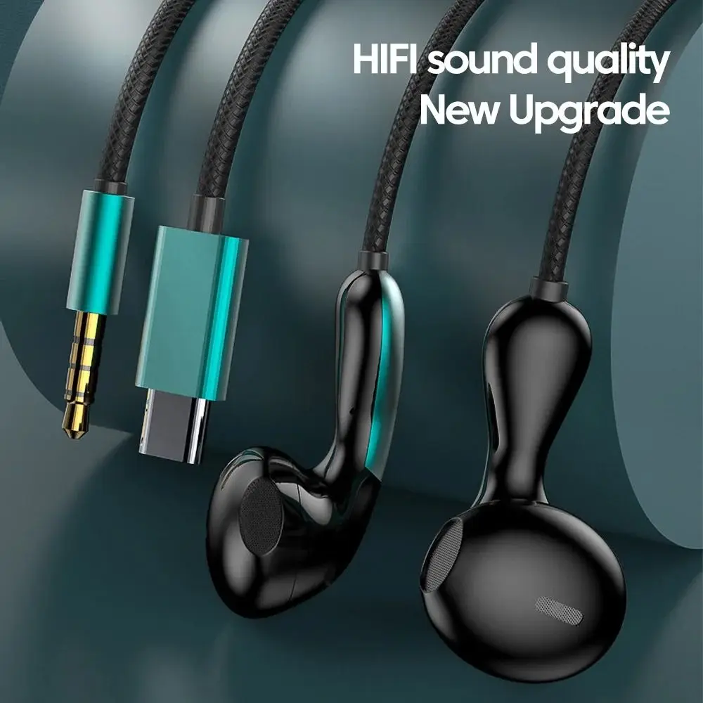 

In-Ear Wired Headphones Noise Reduction HD Mic Hifi Stereo Headset Plug-Type Low Latency Type C&3.5mm Earphones Music