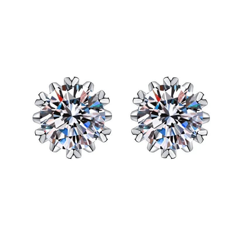 Creative Inlaid Zircon Snowflake Sparkling Diamond Earrings Simple Niche1Carat Women's Earrings Accessories