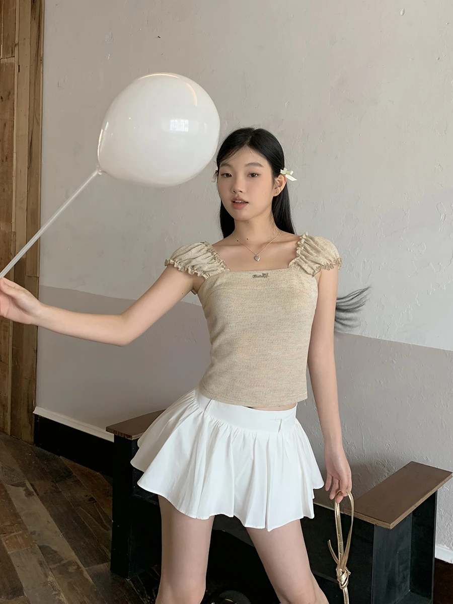 تي شيرت صيفي بأكمام قصيرة للنساء بتصميم كتف جذاب وعصري، قصير الطول، عالي الجودة، مصنوع من مزيج البوليستر، مناسب للارتداء اليو... #4