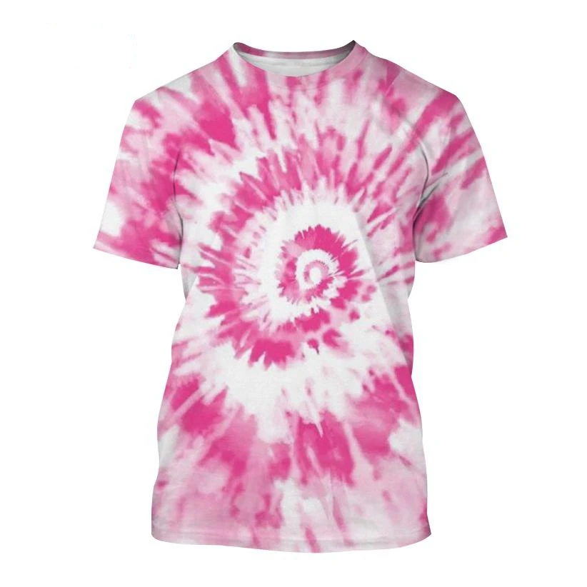 New Gradient Color Tie-dye Pattern Printing 3D T Shirt Boys Girls Spiral Circle T Unisex Fashion O Neck Casual Children T-shirts