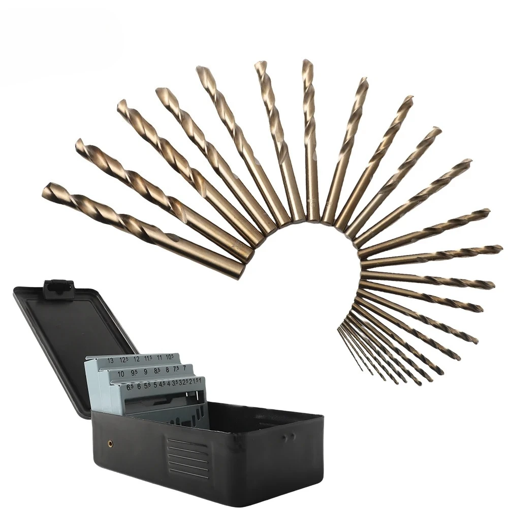 FEIDA 25pcs M35 Cobalt-Containing Twist Drill Bits Shank Stainless Steel Iron Steel Plate Drilling Carbide Drill Bits Machine
