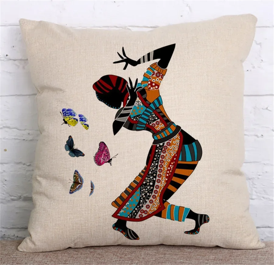 ZXZXOON Cartoon Images Polyester Blend Cushion Cover Home Office Sofa Square National Wind Elephant Pillow Case Cover