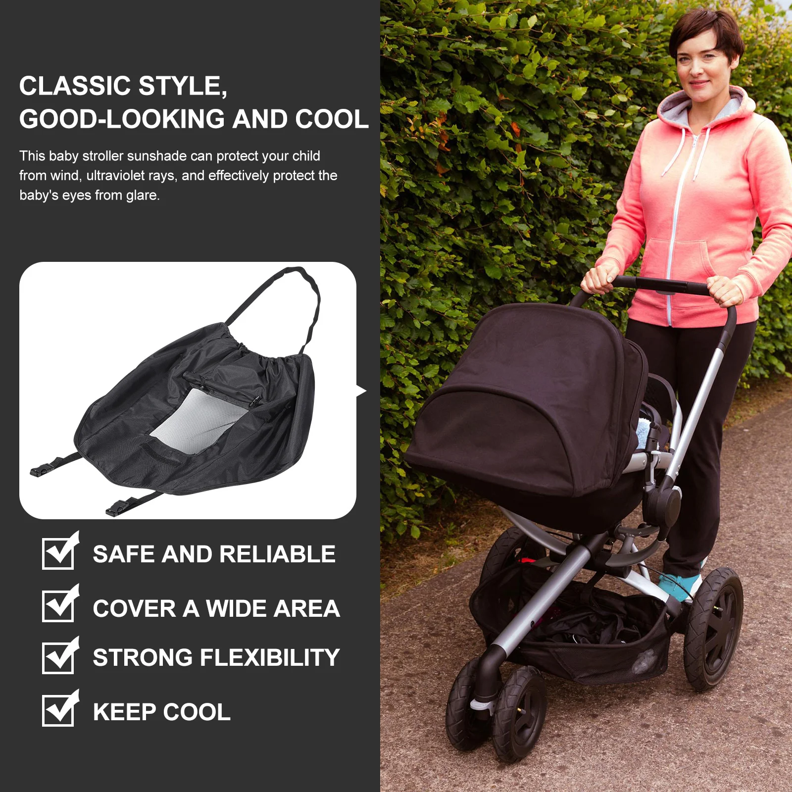 

Baby Stroller Sun Shade Breathable Uv Protective Lightweight Cover Multi-Purpose Stroller Sunshade