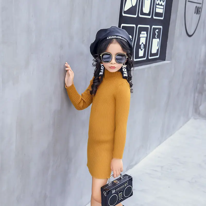 2025 New Women's Knit Sweater Dress for Girls Tween  All season Long Sleeve Pullover Base Layer Warm Winter Clothing for Kids
