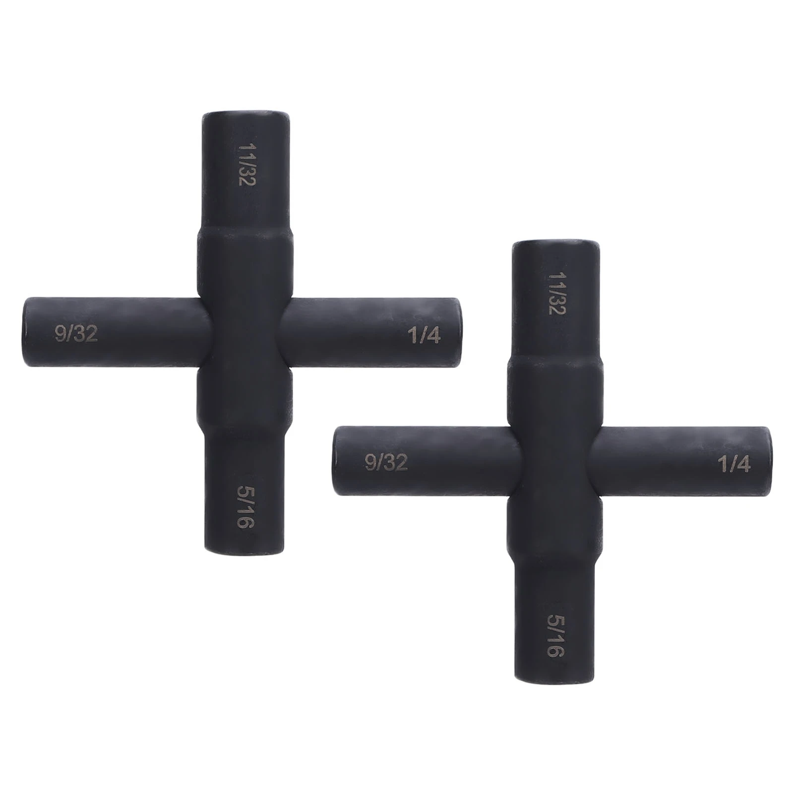 2PCS Crossed Tap Wrench 4 Way Steel Sillcock Water Key for Valve Faucet Hose 1/4 9/32 5/16 11/32 Inch Black Phosphating