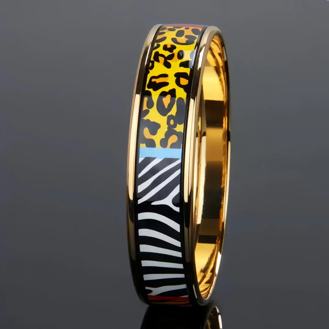 New Cloisonne Charms Bangle for Women Enamel Zebra Leopard Print Gilded Bracelets Fine Choice Jewelry Lover's Gift Wholesale