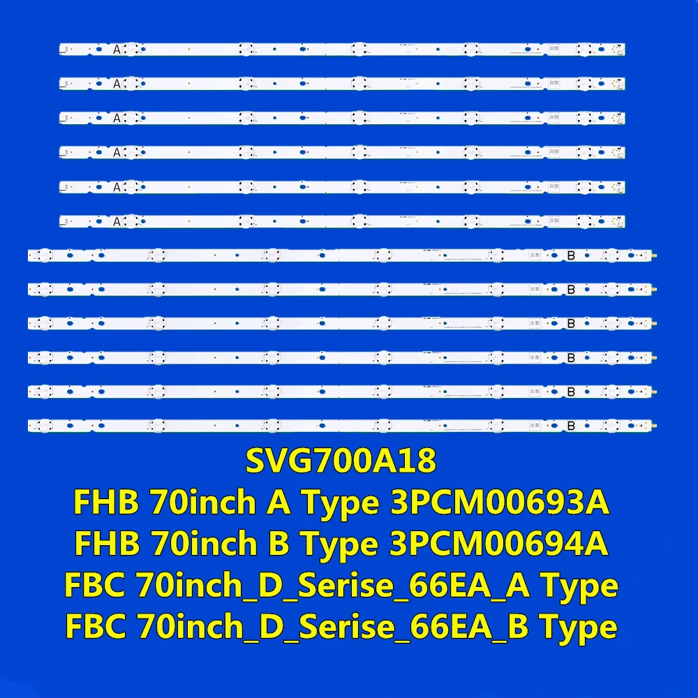 Bande LED pour KD-70X6700E KD-70X690E KD70X690E S700DUC-A 18Y D70-F3 A B 66LED Innotek FBC 70 pouces A B Type 3PCM00693A 3PCM00694A