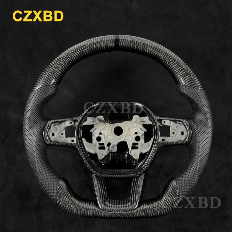 

Для Honda CRV 2021-2025 рулевое колесо из настоящего углеродного волокна, черный маркер, высококачественное кожаное спортивное колесо по индивидуальному заказу