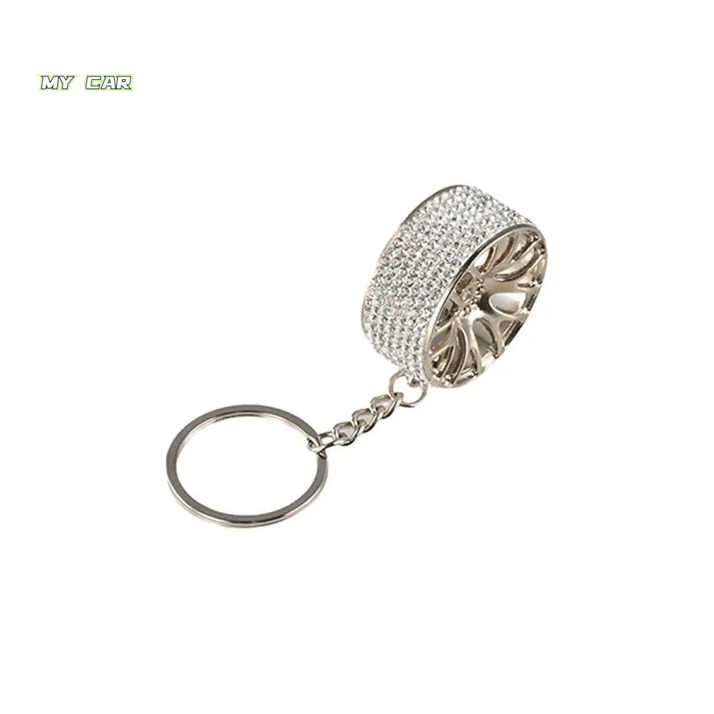 

Car Wheel Shape Crystal Wheel Keychain Crystal Metal Car Crystal Wheel Keyring Alloy Round Crystal Tire Wheel Rim Pendant
