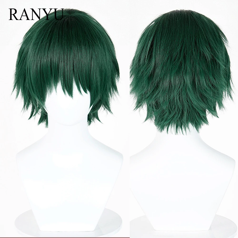 

Green Short Straight Synthetic Wigs with Bangs Anime Game Cosplay Fluffy Heat Resistant Wig for Daily Party