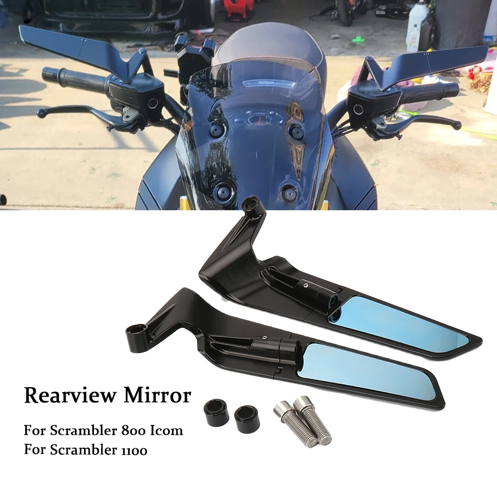 

Motorcycle Accessories Black Exterior Blue Lenses Rearview Mirror Kit For Ducati Scrambler 1100 2019- SCRAMBLER 800 ICOM 2021-