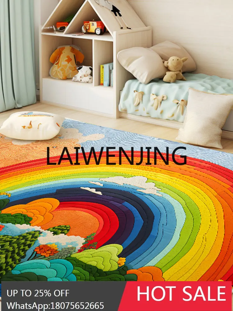 RWJ Living Room Children's Room Floor Mat Dopamine Non-Slip Bedroom Bedside Thickened Easy to Care