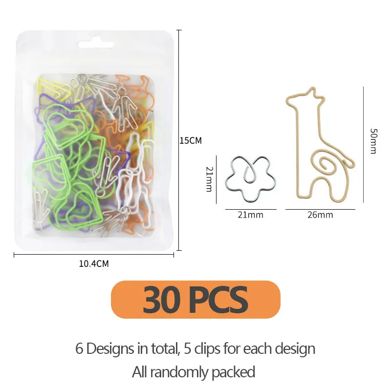 30 قطعة من مشابك الورق Kawaii المرجعية القرطاسية سجل القصاصات الأداة اللوازم المدرسية مكتب لطيف مكتب منظم الملحقات
