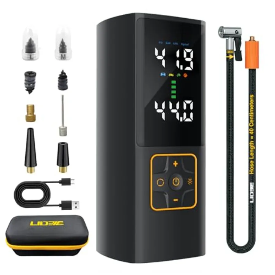 

Portable Tire Inflator Air Compressor with 150PSI High-Pressure Capability Cordless Rechargeable Design Featuring Color Digital