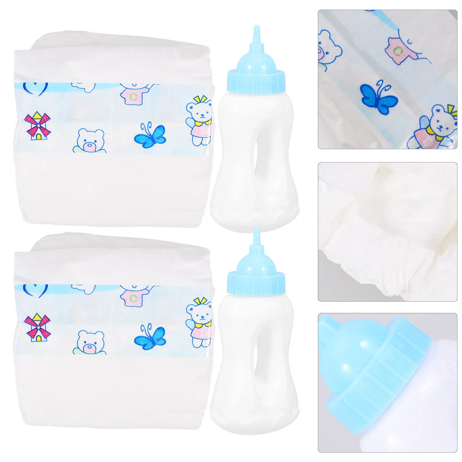 

1Set Baby Milk Bottles Miniature Small Size Chic Colors Kids Pretend Play Miniature Bottles and Diapers Decoration Fun