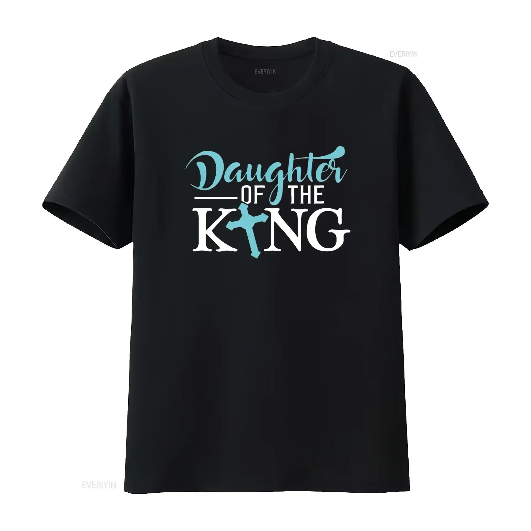 

Daughter of The King Cross Graphic Tee Short Sleeve Breathable Soft Cotton T-Shirt Religious Christian Gift