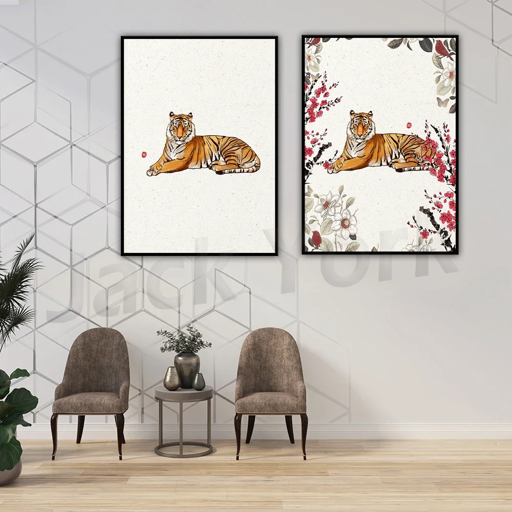 korean wall art, tiger art, asian art prints, asian art posters, korean art prints