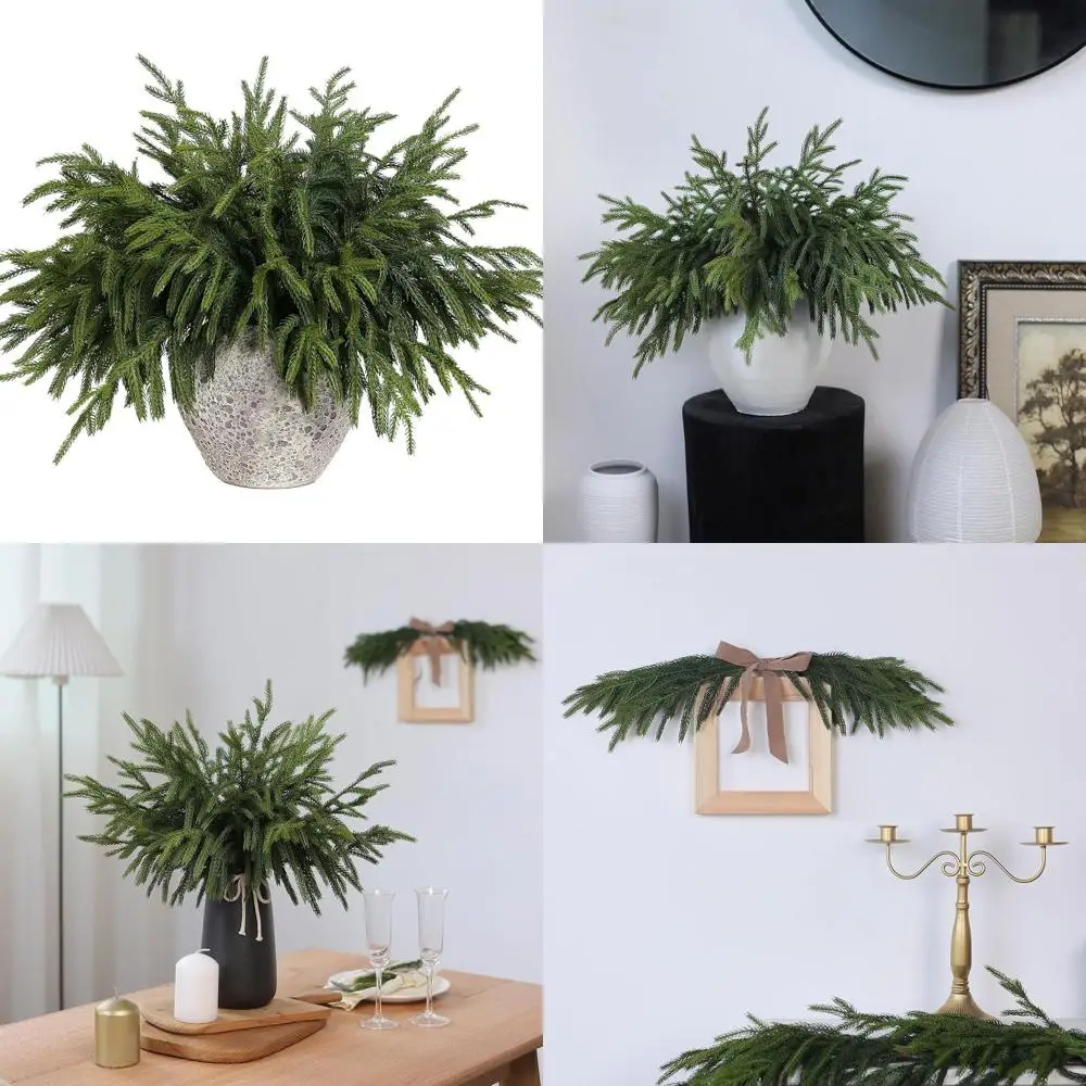 

Artificial 18-Inch Norfolk Pine Branches for DIY Christmas Decorations, Garland, Wreath, and Home Accents