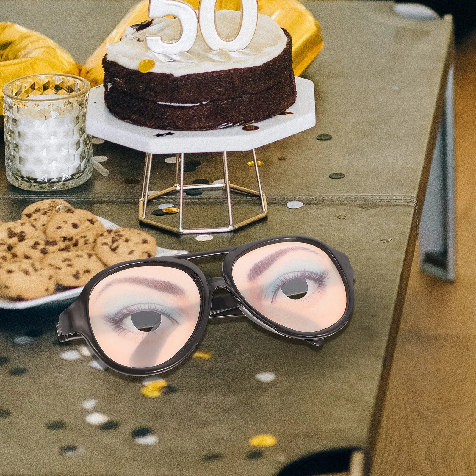 2 قطعة نظارات مضحكة بإطار كبير خفيفة الوزن مزحة نظارات لحفلة الهالوين التنكرية نظارات نكتة جديدة للبالغين زي العين