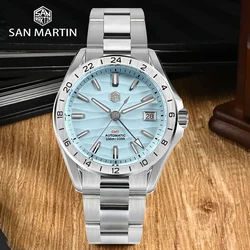 San Martin Original New 39mm Desert Texture GMT Luxury Men Automatic Watch NH34 Mechanical Watches Sapphire 10Bar Luminous