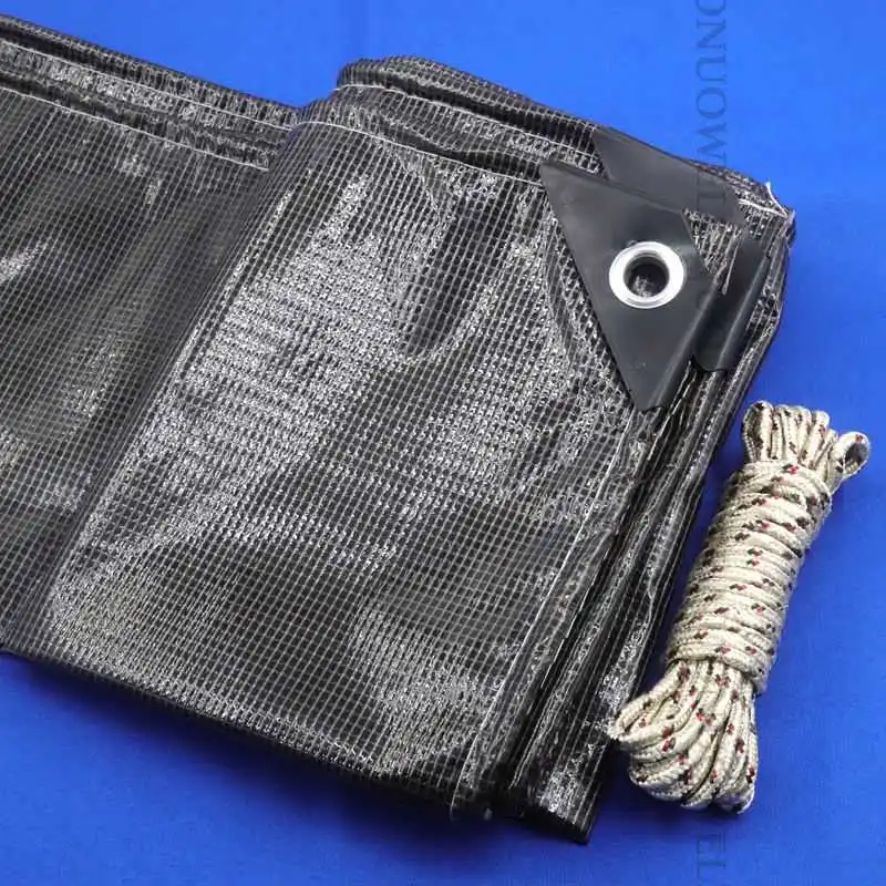0.2mm 80% Shading Black Mesh PVC Rainproof Tarpaulin Cover Shading Net Balcony Net Waterproof Sun Shade Net Home Furniture Cover