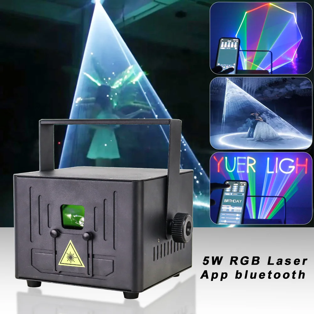 Лазерный луч для анимации RGB, 5 Вт, управление через приложение по Bluetooth, с ILDA RJ45, проектор для свадебной вечеринки, проектор с текстом для