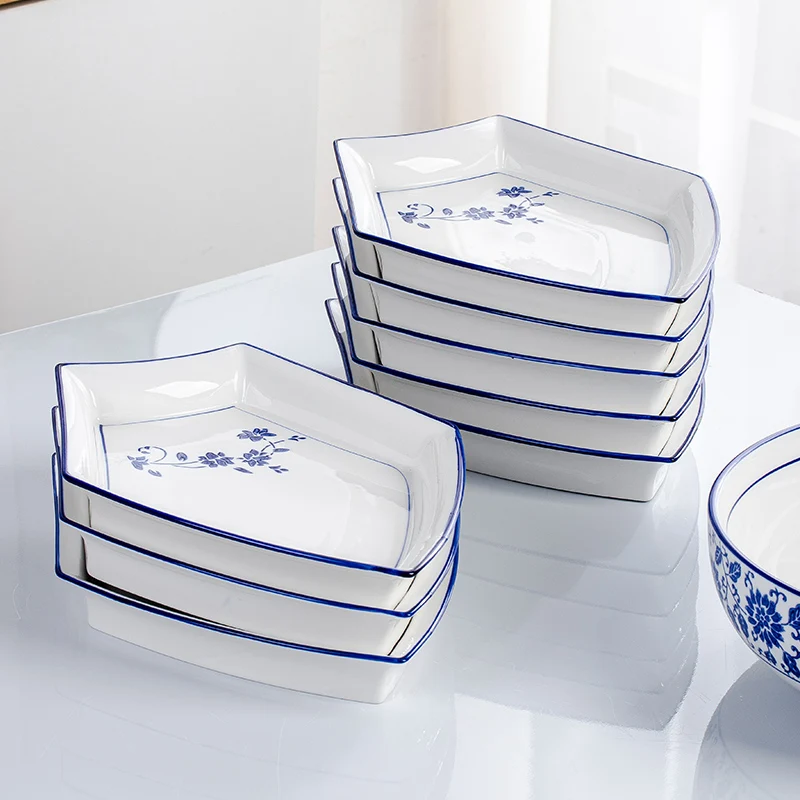 

Set platter tableware combination ceramic vegetable plates round household use reunion dinner