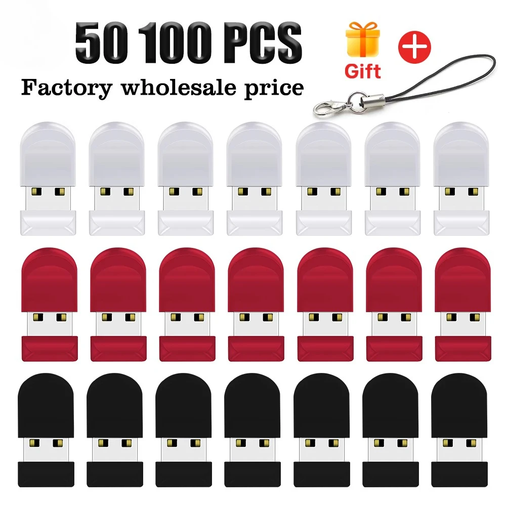 

50/100 шт. USB-флешка 32 ГБ, 64 ГБ, металлический мини-флеш-накопитель USB 2,0, 16 ГБ, 128 ГБ, флэш-накопитель, внешний флэш-накопитель