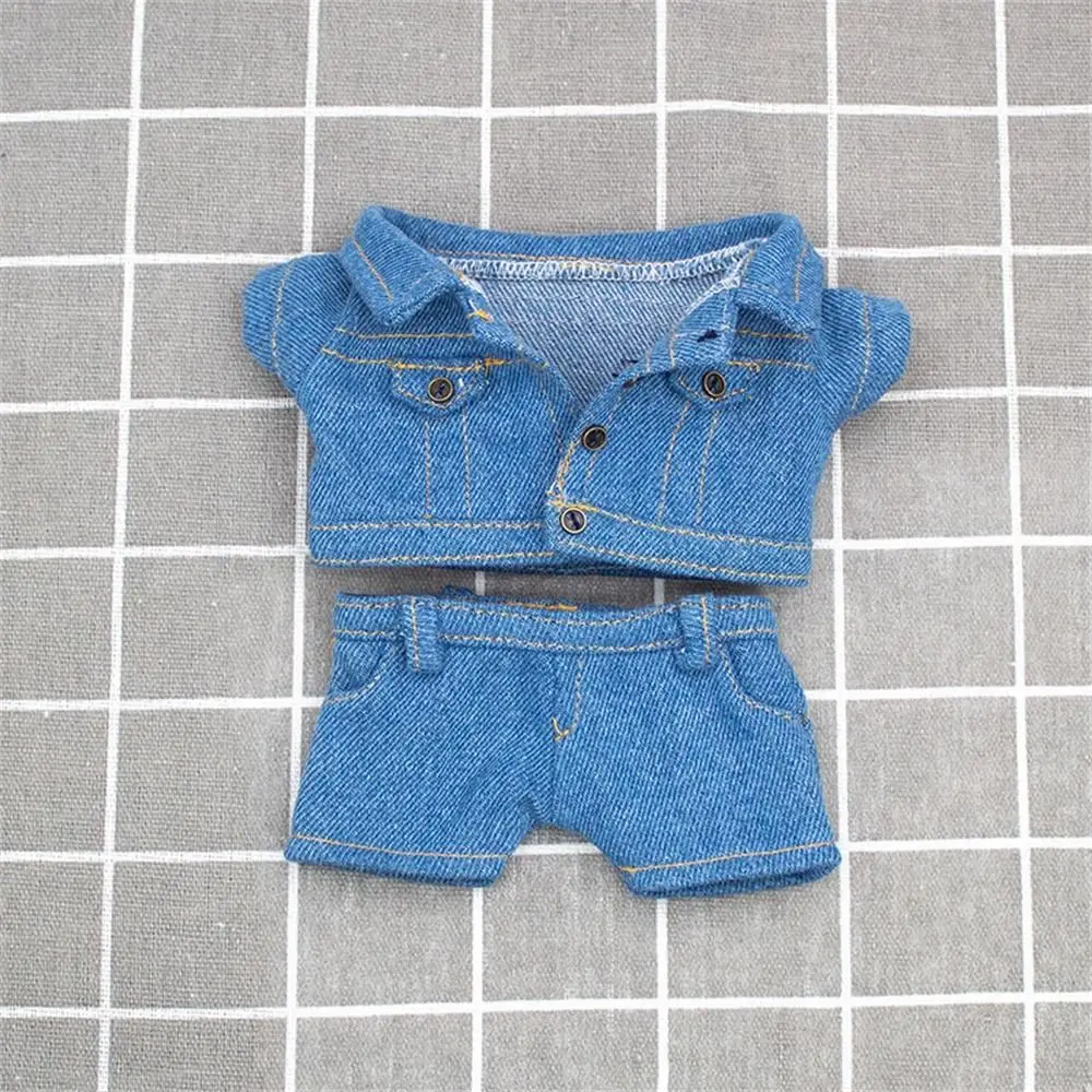 10cm Cotton Doll Clothes Fashion Jeans Pants Jacket Suits Cotton Doll Casual Wears Coat Tops 1/12 Dolls Clothes Accessories