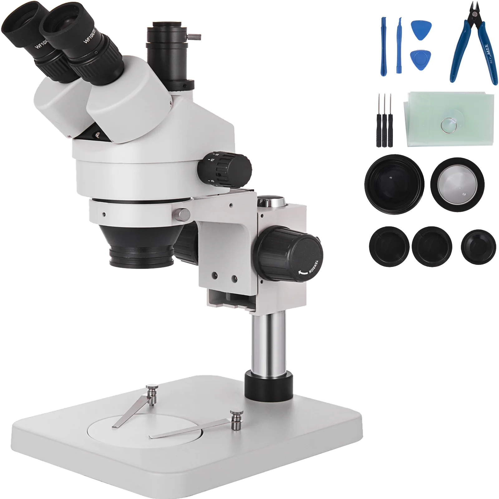 VEVOR 3.5X-90X Trinocular Stereo Microscope 360°Swiveling Trinocular Stereo Microscope with Pillar Stand