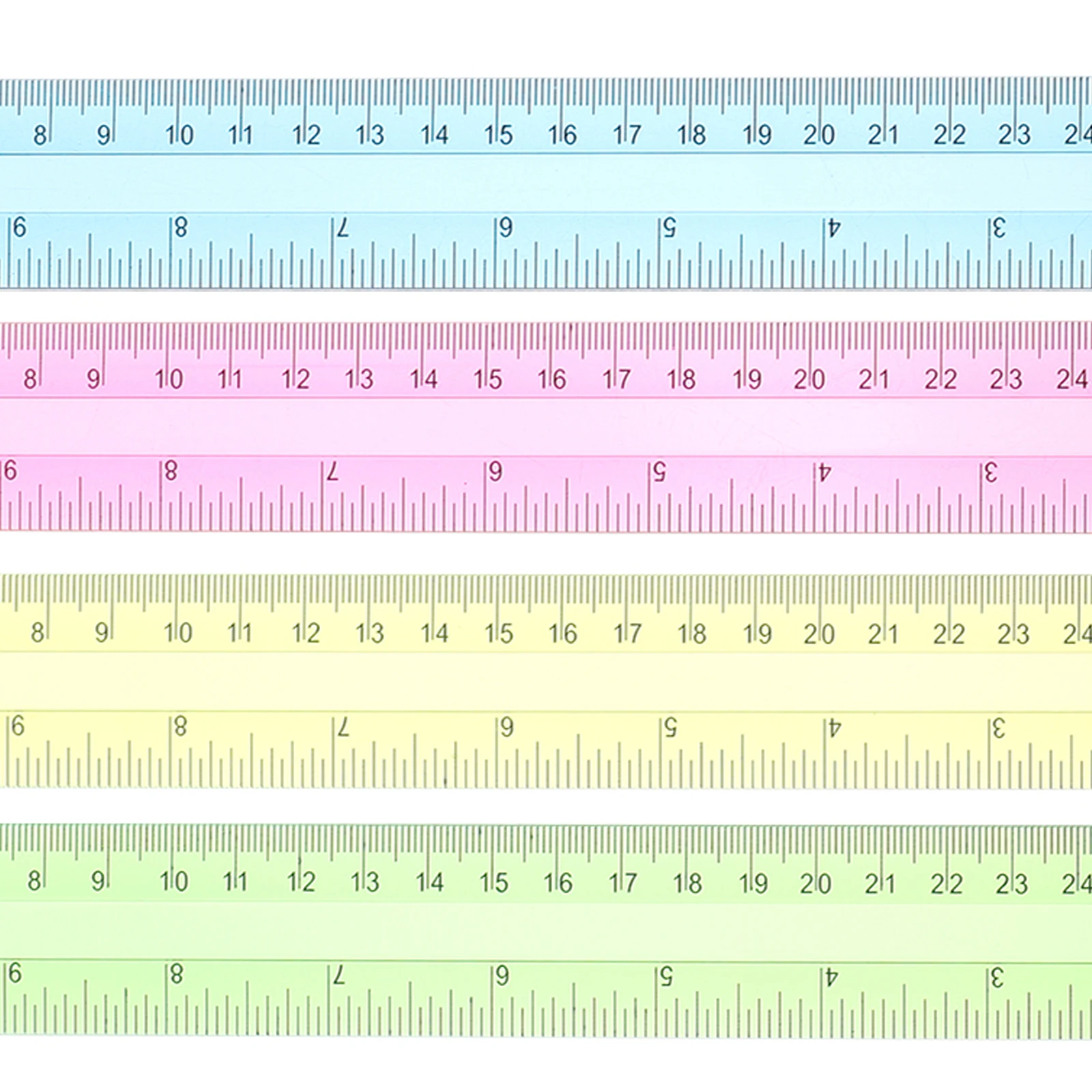 16pcs Colorful Plastic Straight Rulers Transparent 12 Inch Drawing Rulers for Student Learning