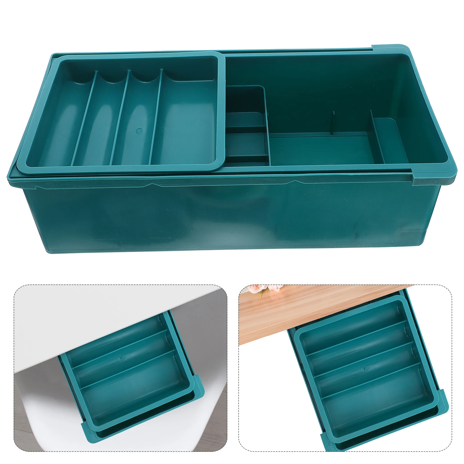 

Multi Layer Under Desk Storage Box Three Tier Drawer Organizer for Office Desk Craft Supplies Desktop Cabinet